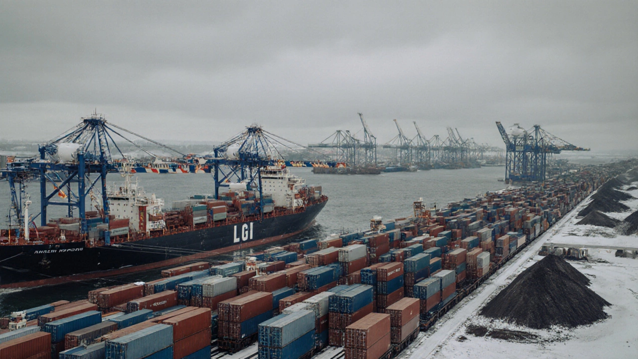 Порт на Дальнем Востоке с танкерами и грузовыми поездами.