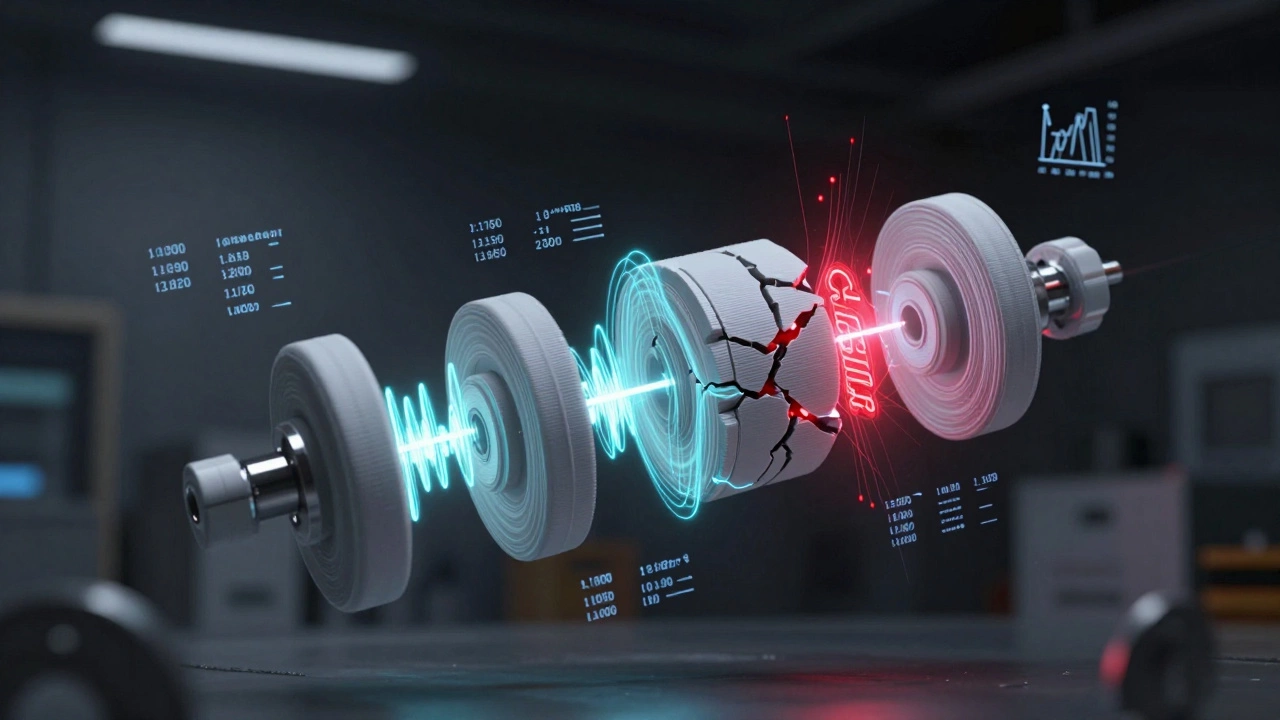 Сборка деталей с видимыми линиями напряжений и трещиной в одной из них.