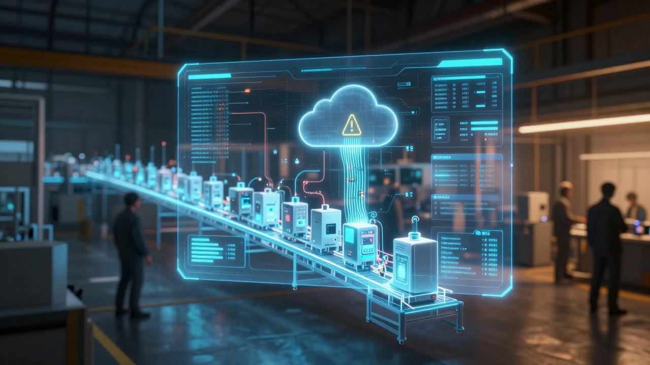 Цифровой двойник производственной линии показывает реальные данные в облаке.