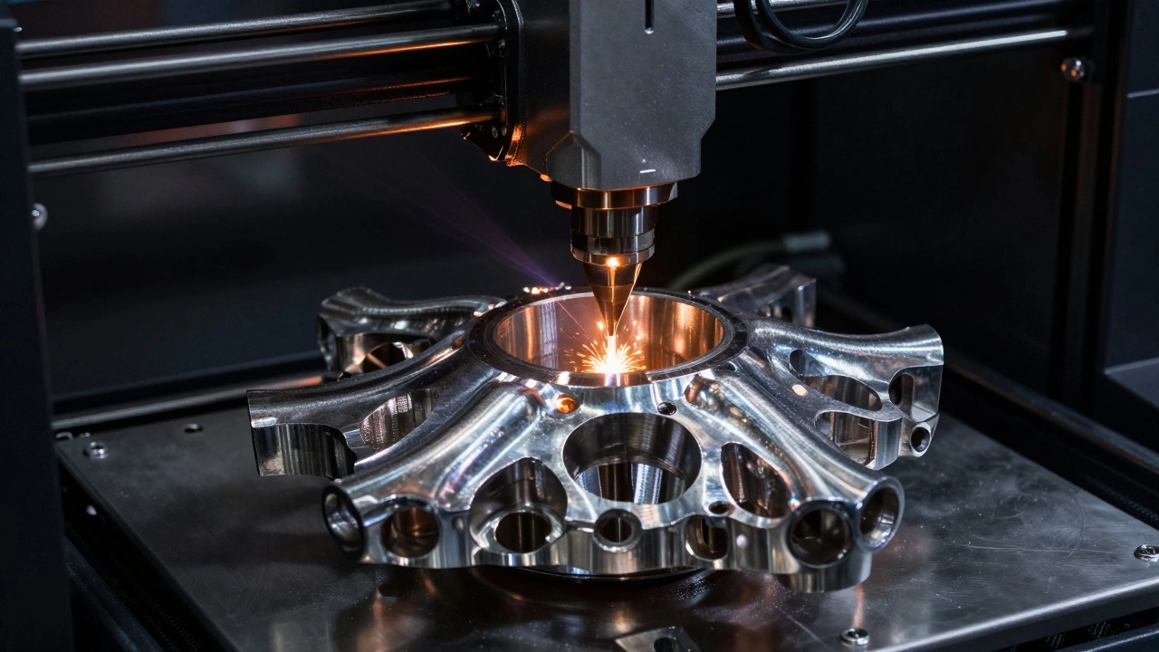 Промышленный 3D-принтер создает сложную деталь из титанового порошка