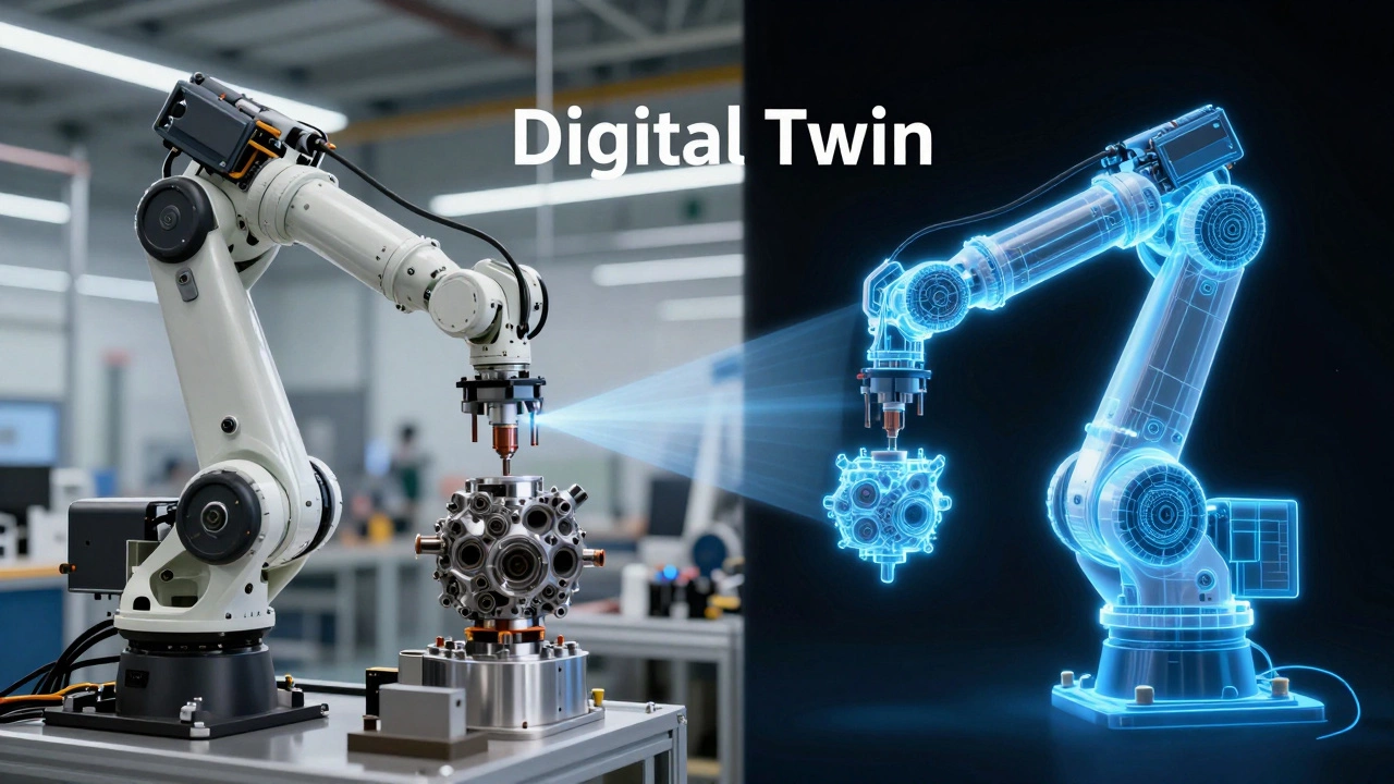 Сравнение реального промышленного робота и его цифрового двойника